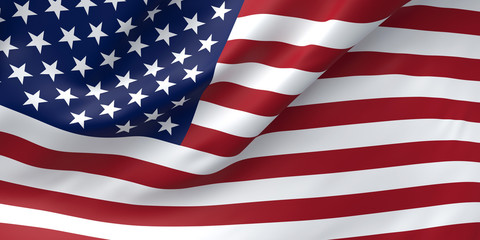 Obraz premium Stany Zjednoczone ilustracja zbliżenie flaga. Macha flagą USA