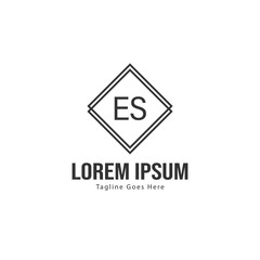 Initial ES logo template with modern frame. Minimalist ES letter logo vector illustration