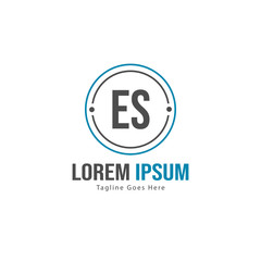 Initial ES logo template with modern frame. Minimalist ES letter logo vector illustration