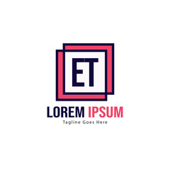 Fototapeta premium Initial ET logo template with modern frame. Minimalist ET letter logo vector illustration