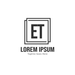 Initial ET logo template with modern frame. Minimalist ET letter logo vector illustration