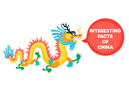 Interesting Facts Of China. Chinese Dragon Is In Dialogue. Vector Editable File Eps 10.