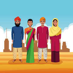 indian group of india cartoon
