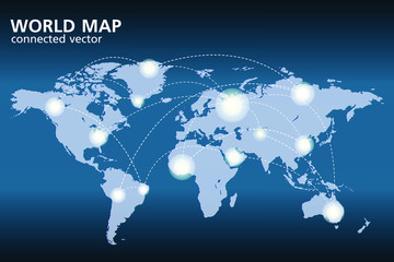 Abstract world map connected vector