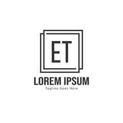 Initial ET logo template with modern frame. Minimalist ET letter logo vector illustration