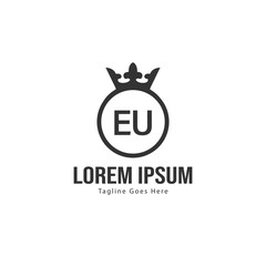 Initial EU logo template with modern frame. Minimalist EU letter logo vector illustration