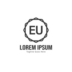 Initial EU logo template with modern frame. Minimalist EU letter logo vector illustration