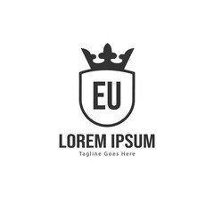Initial EU logo template with modern frame. Minimalist EU letter logo vector illustration