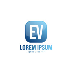 Obraz premium Initial EV logo template with modern frame. Minimalist EV letter logo vector illustration