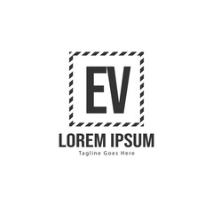 Fototapeta premium Initial EV logo template with modern frame. Minimalist EV letter logo vector illustration