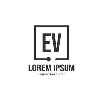 Initial EV logo template with modern frame. Minimalist EV letter logo vector illustration