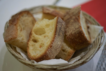 Basket bread in a restaurant