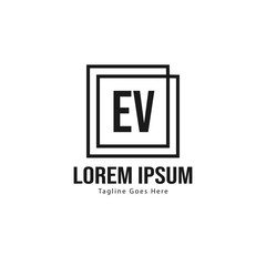 Fototapeta premium Initial EV logo template with modern frame. Minimalist EV letter logo vector illustration