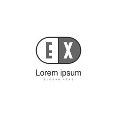 Initial EX logo template with modern frame. Minimalist EX letter logo vector illustration