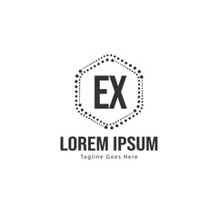 Initial EX logo template with modern frame. Minimalist EX letter logo vector illustration