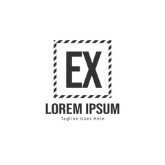 Initial EX logo template with modern frame. Minimalist EX letter logo vector illustration