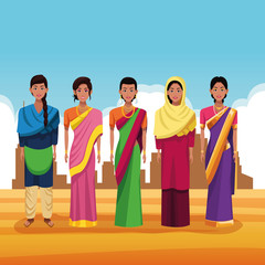 Fototapeta premium indian group of india cartoon