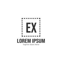 Initial EX logo template with modern frame. Minimalist EX letter logo vector illustration