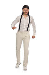 Man in funny concept isolated on white