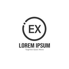 Initial EX logo template with modern frame. Minimalist EX letter logo vector illustration