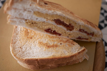 Sandwich with hummus and tomato