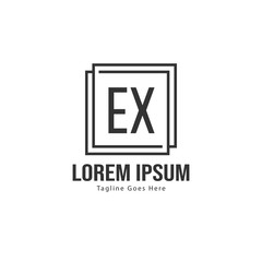 Initial EX logo template with modern frame. Minimalist EX letter logo vector illustration