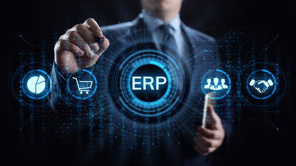 ERP Enterprise resources planning system software business technology.