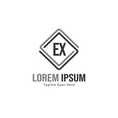 Initial EX logo template with modern frame. Minimalist EX letter logo vector illustration