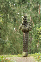 Wooden figures on the mountain of witches on the Curonian Spit