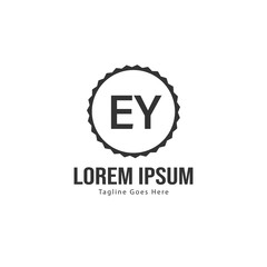 Initial EY logo template with modern frame. Minimalist EY letter logo vector illustration