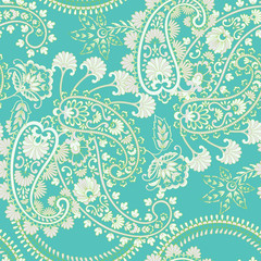 Fototapeta na wymiar Paisley seamless pattern. Vintage background in batik style