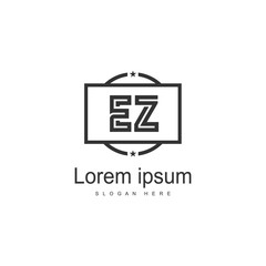 Initial EZ logo template with modern frame. Minimalist EZ letter logo vector illustration