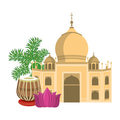 Indian patriotic emblems cartoons isolated