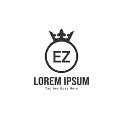 Initial EZ logo template with modern frame. Minimalist EZ letter logo vector illustration