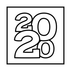 Line art 2020 new year different size characters