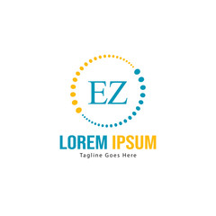 Initial EZ logo template with modern frame. Minimalist EZ letter logo vector illustration