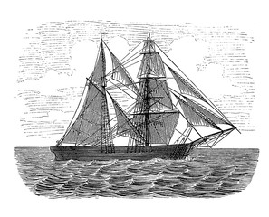 Brigantine sailing backstays with rigging supports from the masthead to reduce forward bending when the force of the wind is from astern