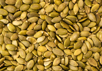 Pumpkin seeds background. The view of the top.