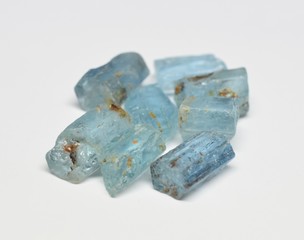 Aquamarine raw gemstones