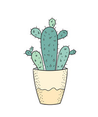 Vector cute card with house plant in pot