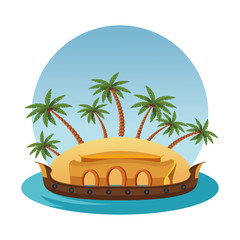 Fototapeta premium hindu ganges barge icon cartoon