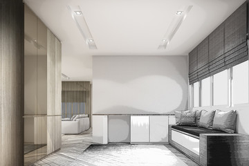 Living area modern contemporary style. 3d rendering