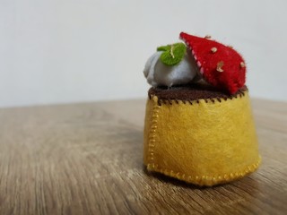 Pudding with cream and fruits