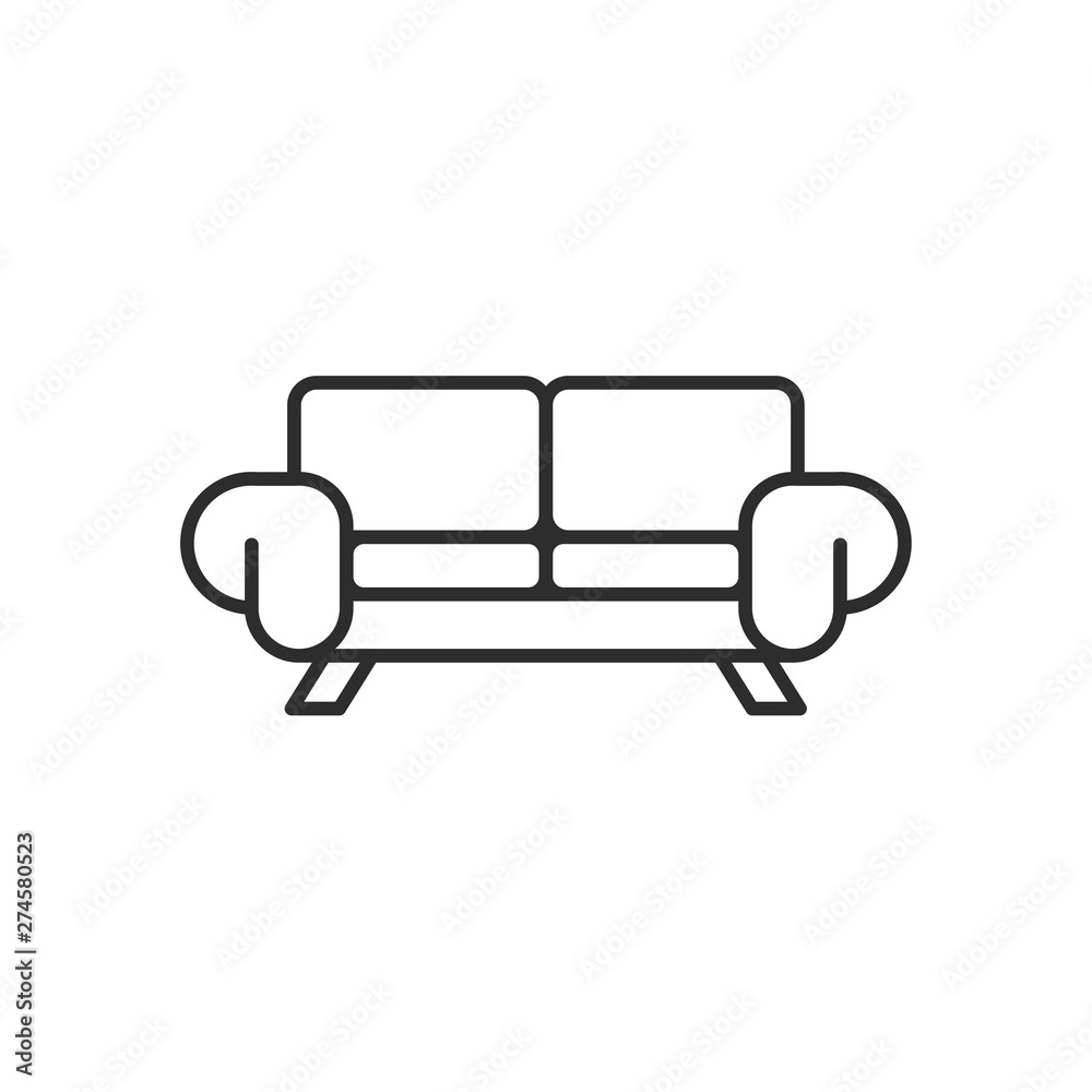 Poster sofa furniture couch icon template black color editable. sofa furniture symbol Flat vector sign isolated on white background. Simple logo vector illustration for graphic and web design.