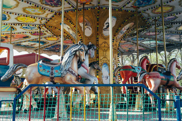 A carousel in an amusement park