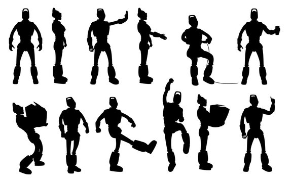 robot silhouettes set in different poses