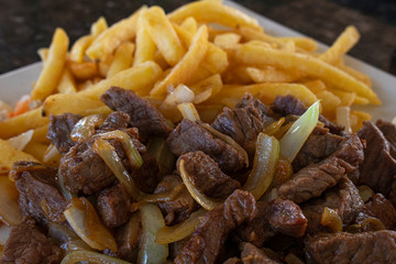 Meal with meat of sun and fries