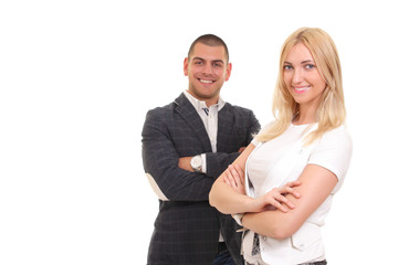 A young business man and woman