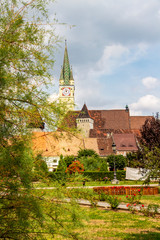 View of St. Margaret's Lutheran Church from the public park of Piata Regele Ferdinand I or King Ferdinand I Square