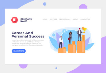 Career and personal success banner poster website page interface concept. Vector flat cartoon graphic design banner poster illustration